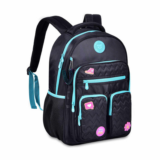 Mochila Luluca Preto/Azul - Papelaria Encantada