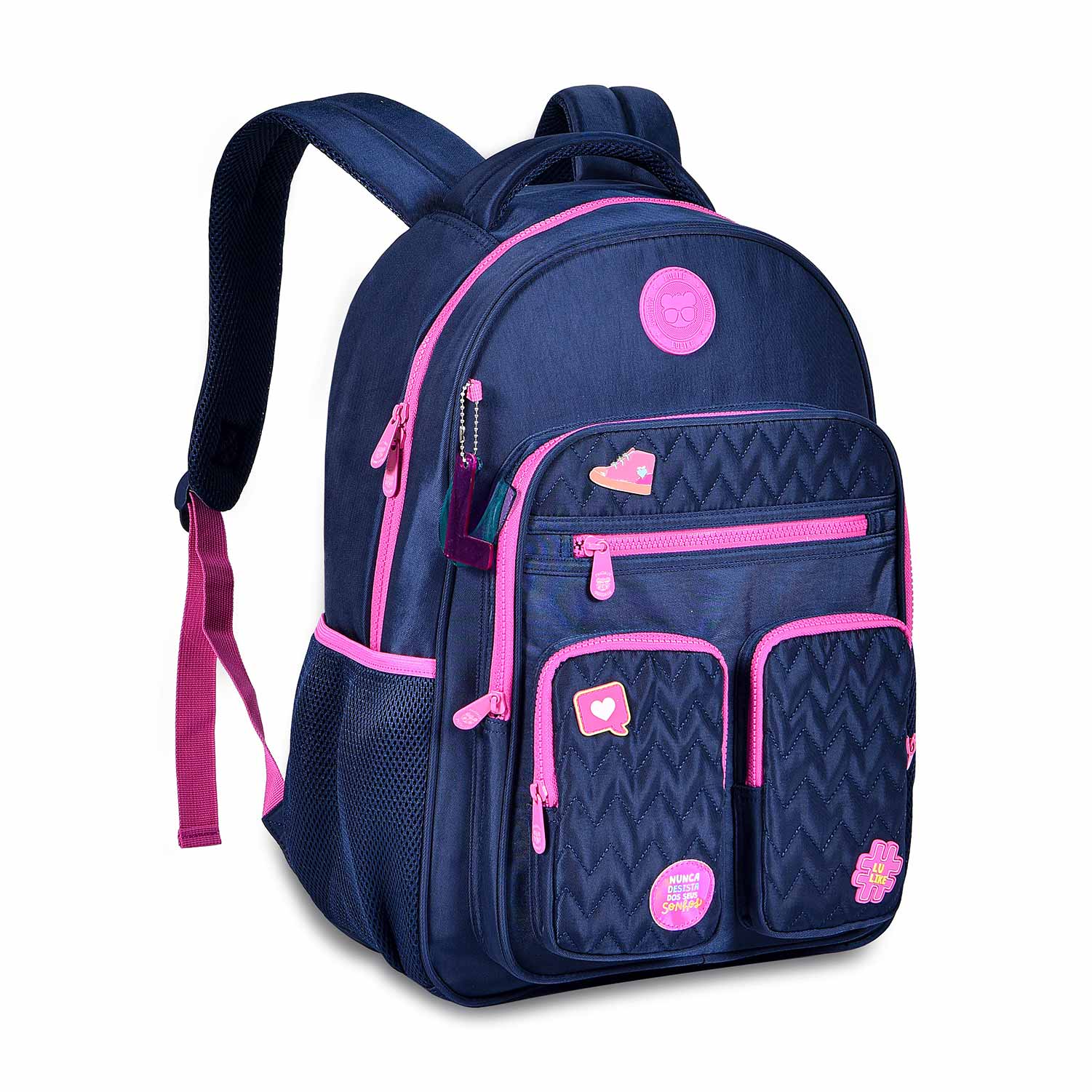 Mochila Luluca Azul/Rosa - Papelaria Encantada
