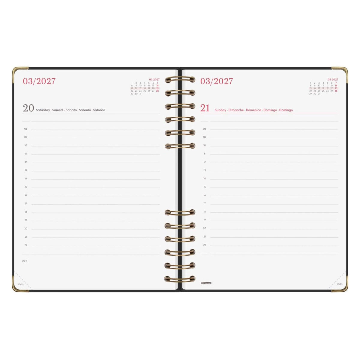 Agenda diária A5 2027 espiral finocam Alma preto