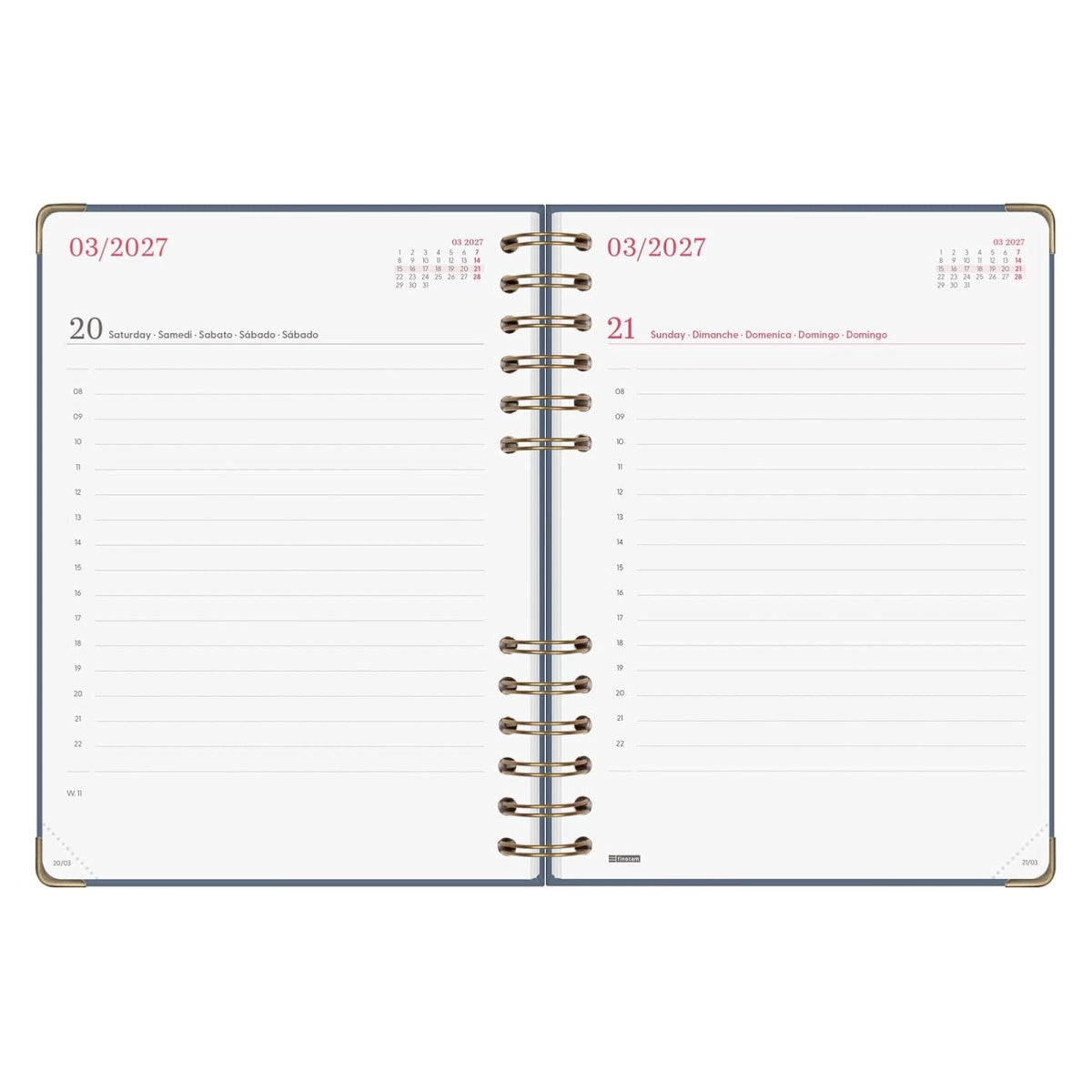 Agenda diária A5 2027 espiral finocam Alma azul