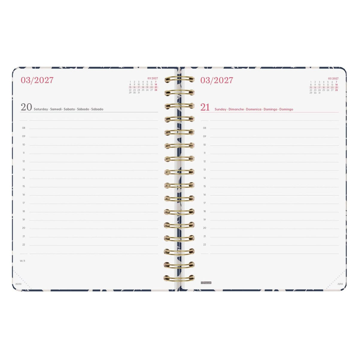 Agenda diária A5 2027 espiral finocam You Algodão