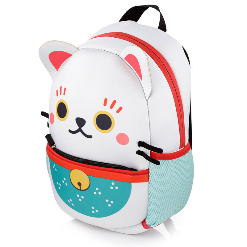 Mochila em Pano Neoprene - Gato Chinês da Sorte Maneki Neko - Papelaria Encantada