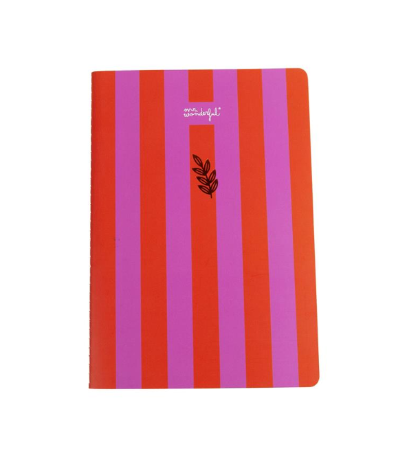 Caderno Mr.wonderful Pautado A5 Riscas Rosa e Vermelho