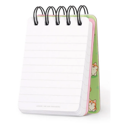 Caderno pautado com capa dura ilustrada - Corgi - Bloco de notas - Encadernação em espiral