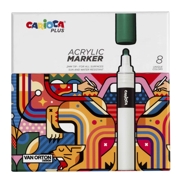 Marcadores de acrílico Carioca plus 8 cores
