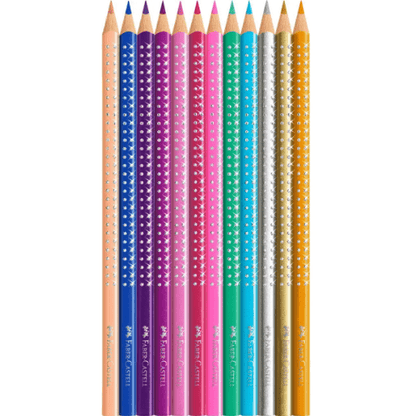 Lápis de cor Sparkle Faber-Castell caixa metálica de 12 + oferta Lapis Sparkle