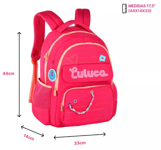 Mochila escolar Luluca Rosa 44cm