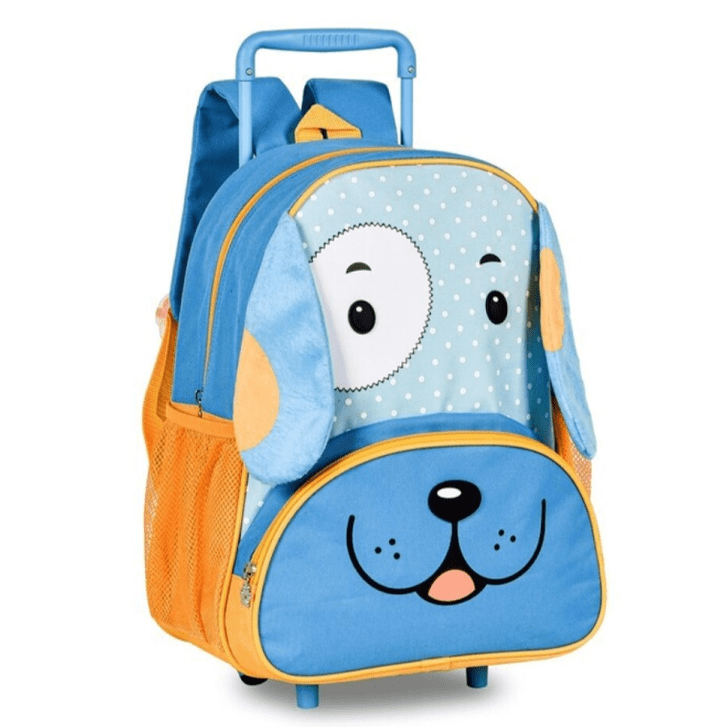 Mochila Trolley pré-escolar cãozinho azul 33cm