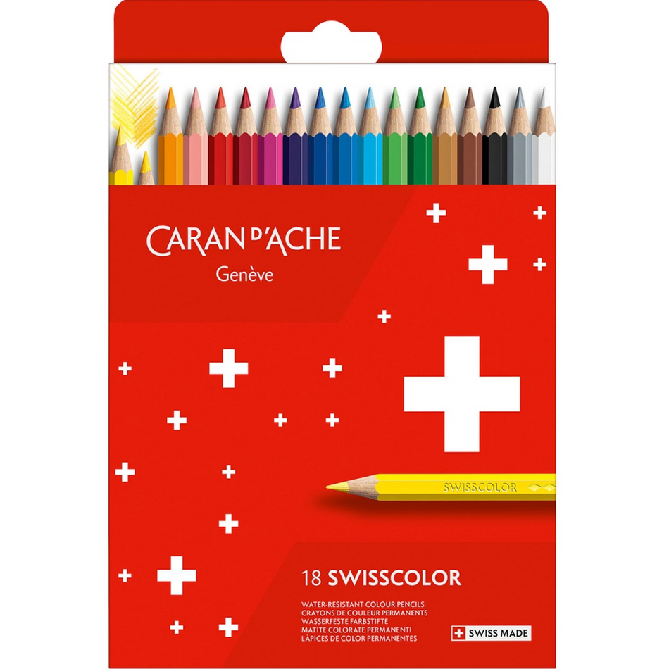 Lápis de cor Caran d'Ache Swisscolor com 18 cores
