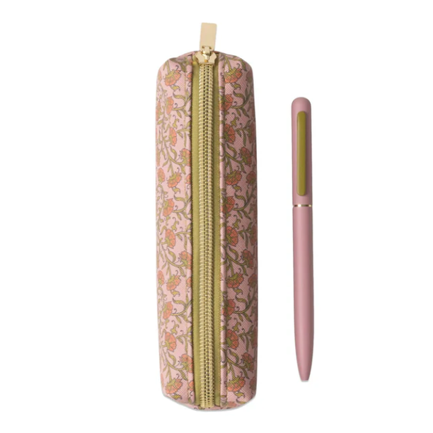 Conjunto Caneta e Estojo Floral Vintage Rosa – DesignWorks Ink