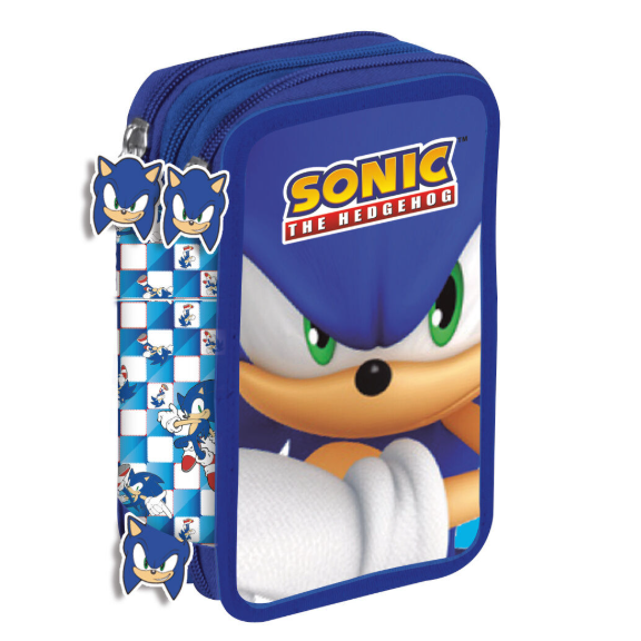 Estojo Triplo Sonic com material