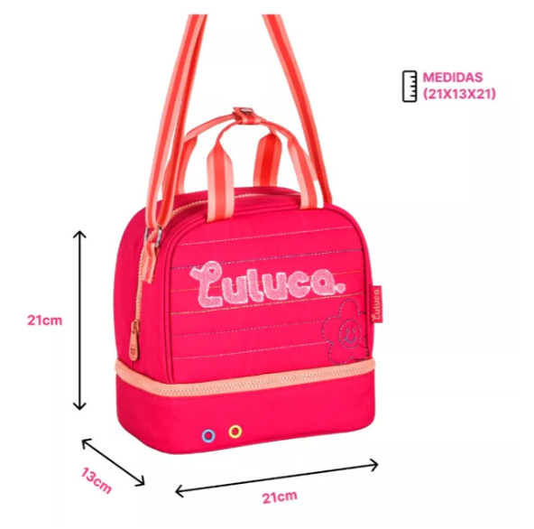 Kit Mochila + Estojo + Lancheira Luluca Rosa