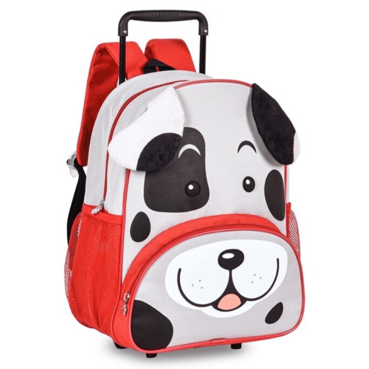 Mochila Trolley pré-escolar cãozinho branco 33cm