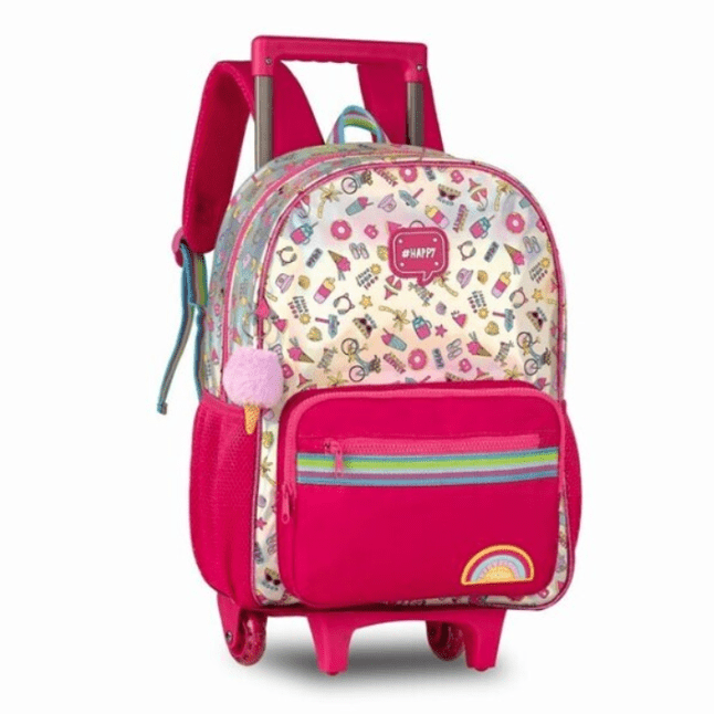 Mochila escolar com trolley holográfica