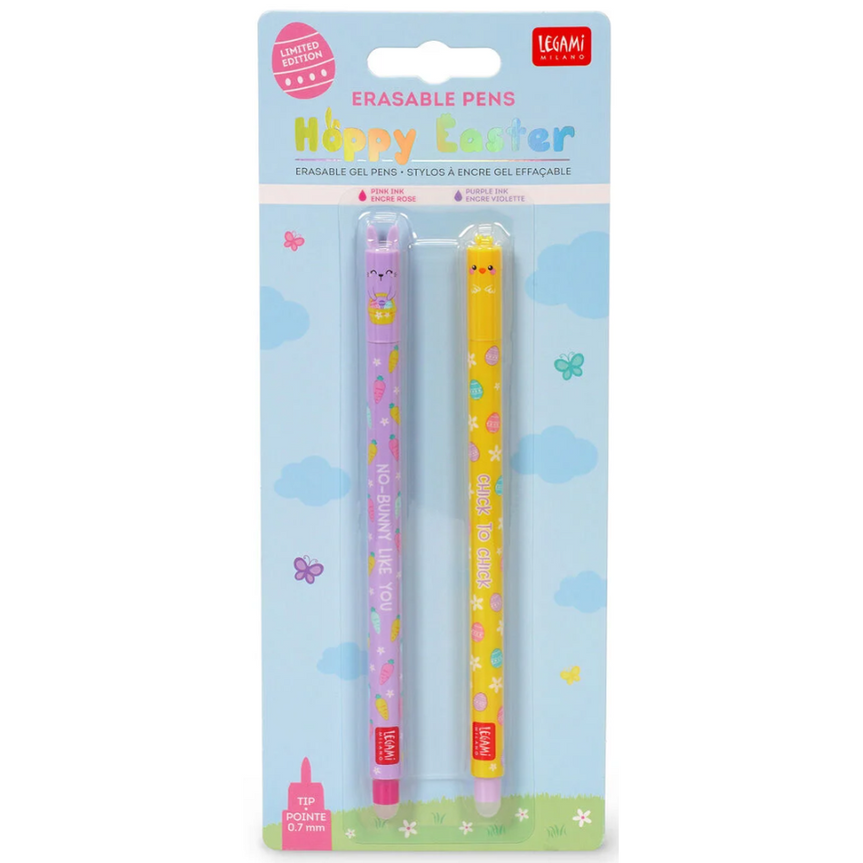 Conjunto de 2 canetas apagáveis hoopy easter