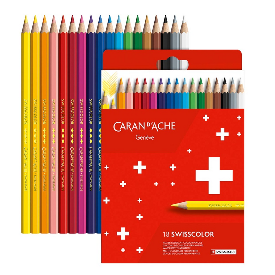 Lápis de cor Caran d'Ache Swisscolor com 18 cores