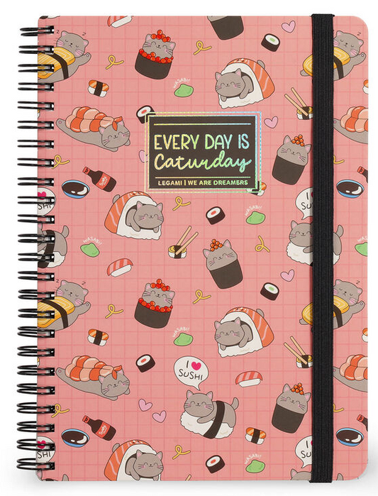 Caderno Legami A5 Espiral linhas - Sushi Cat