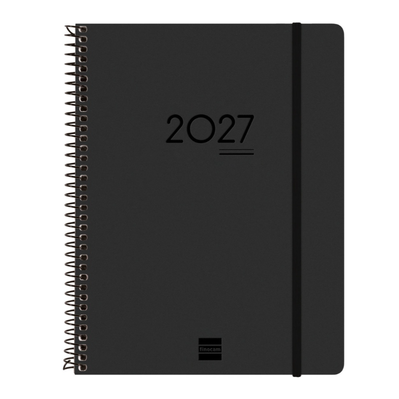 Agenda semanal A5 2026/27 16 meses espiral Finocam Preto