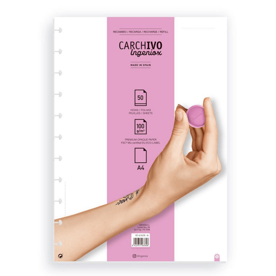 Recarga A4 P/Caderno Ingeniox Liso 50fl