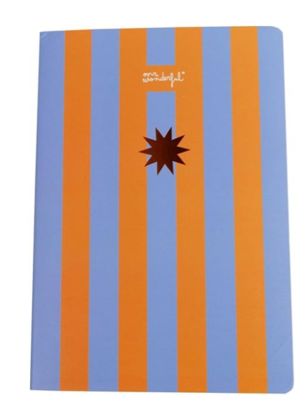 Caderno A5 - Riscas Azul e Laranja