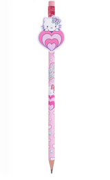 Lápis HB com borracha Hello Kitty Rosa corações