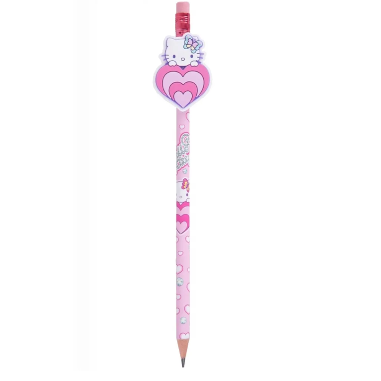 Lápis HB com borracha Hello Kitty Rosa corações