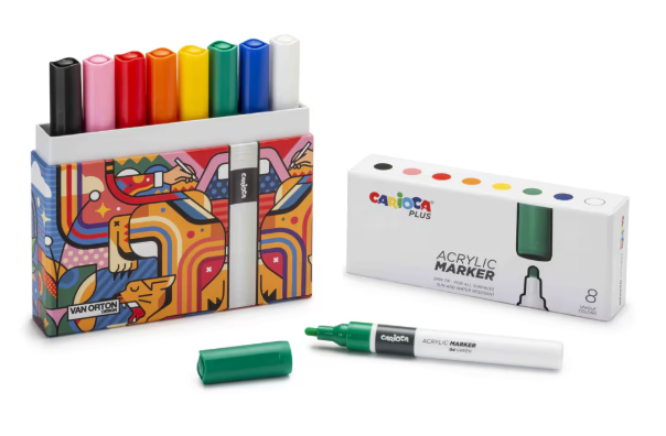 Marcadores de acrílico Carioca plus 8 cores