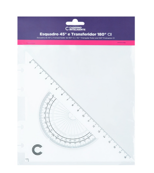 Esquadro e transferidor para caderno inteligente