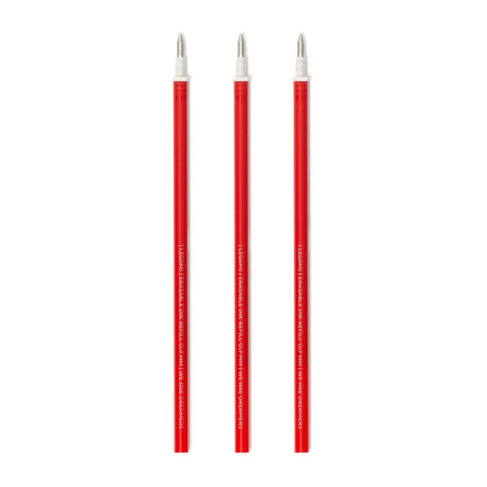 Conjunto de 3 recargas vermelho para canetas apagáveis