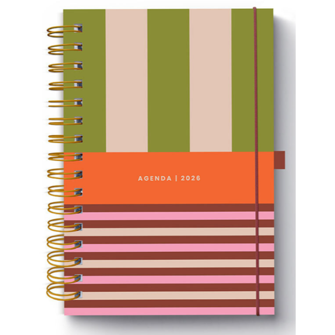 Agenda firmo 2026 diária Athena, 140 x 210 mm, Verde e Laranja