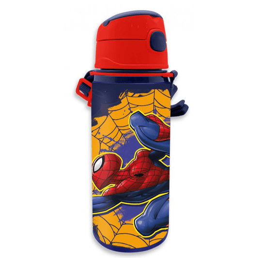 Garrafa de aluminio Spiderman 600ML com alça e palhinha