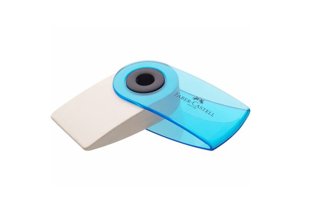 Borracha Faber-Castell Mini Sleeve azul transparente