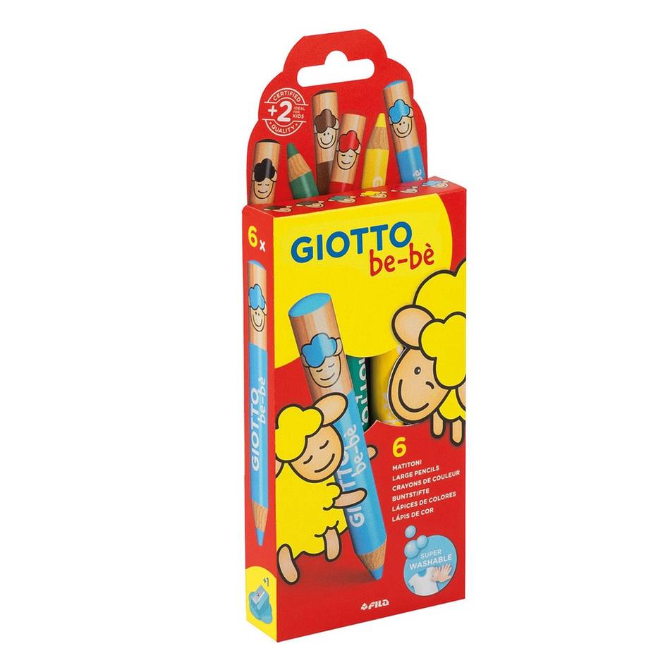 Lápis de cor GIOTTO Be-Bè caixa com 6 cores + afia