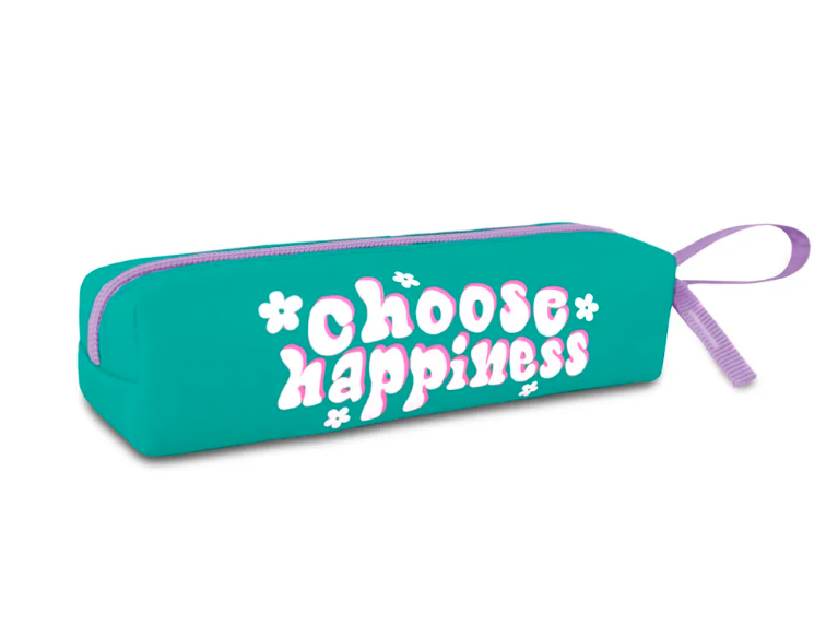 Conjunto mochila verde/rosa + estojo choose happiness - Papelaria Encantada