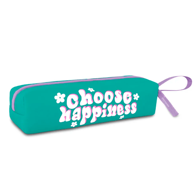 Conjunto mochila verde/rosa + estojo choose happiness - Papelaria Encantada