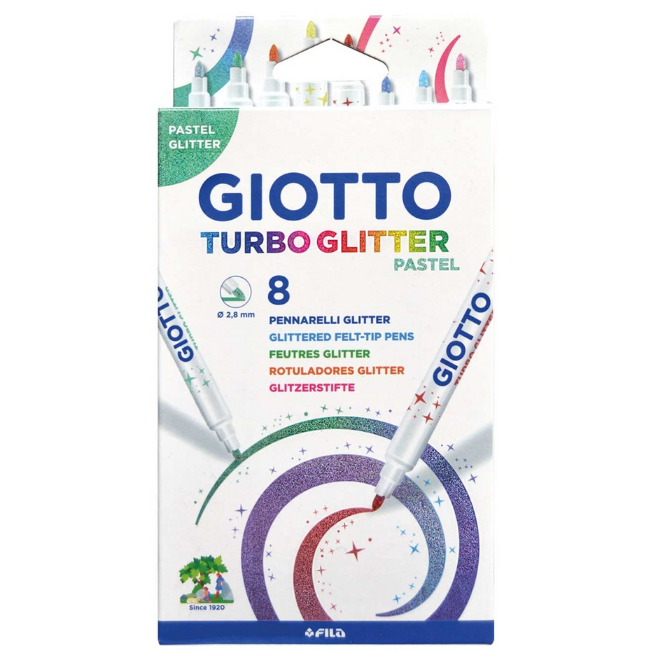 Marcadores GIOTTO Turbo Glitter Pastel caixa com 8 cores