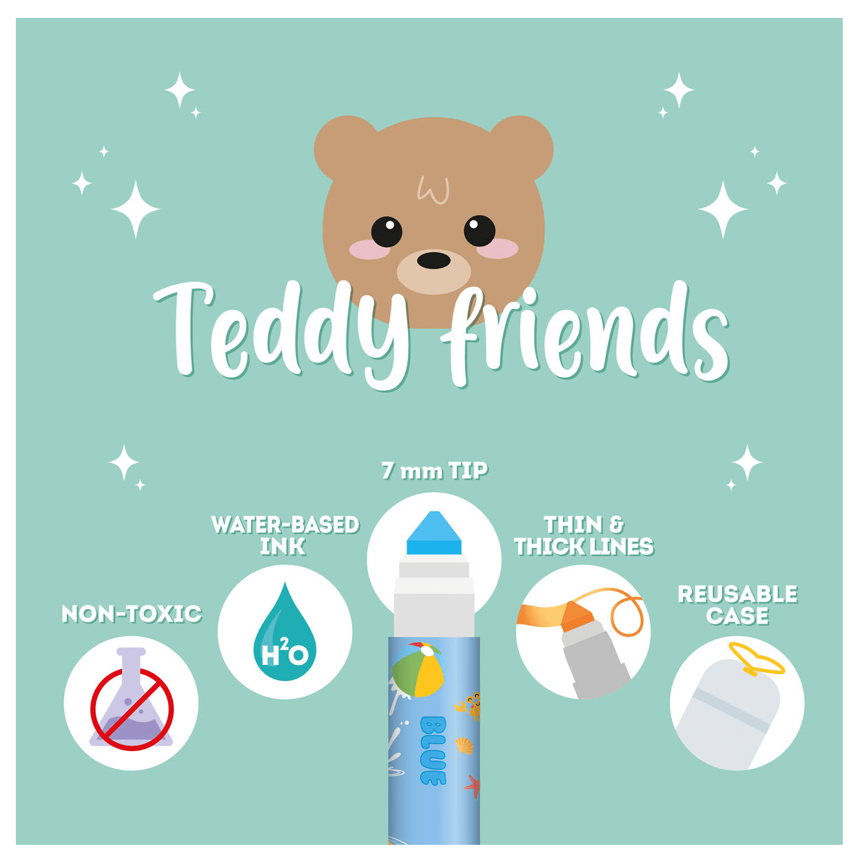 Set de 12 rotuladores legami - Teddy Friends