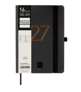 Agenda semanal A6 124x150mm 2026/27 16 meses Finocam Preta