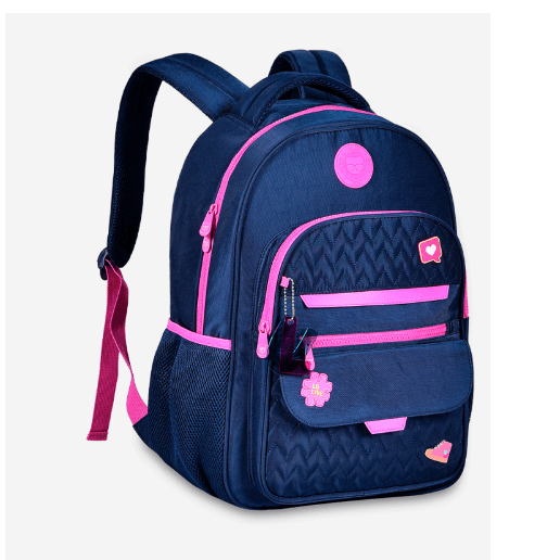 Mochila luluca preto/rosa