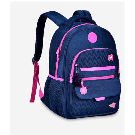 Mochila luluca preto/rosa