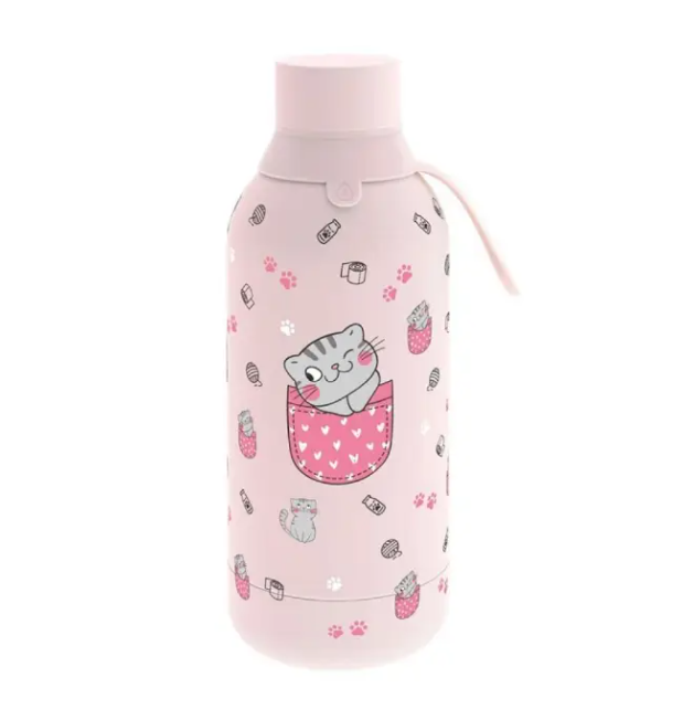Garrafa térmica 500ml Gatos rosa