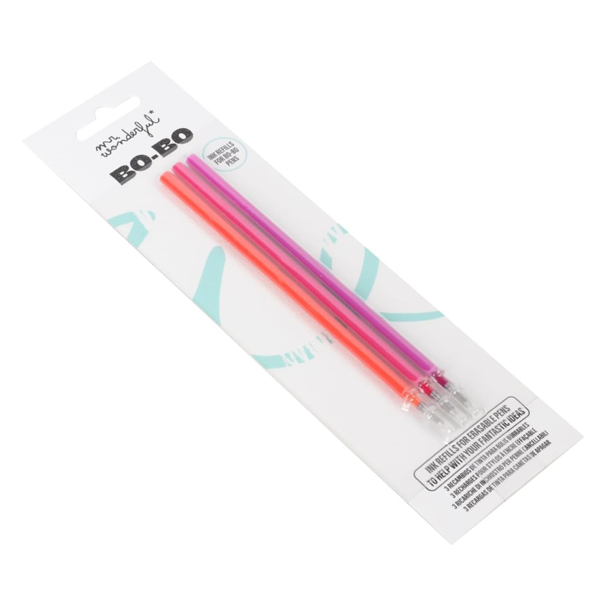 Recargas Mr. Wonderful p/ Canetas apagáveis Laranja, Rosa e Lilás