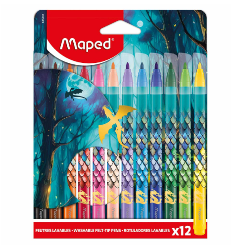 Canetas de feltro laváveis MAPED Dragon 12 cores
