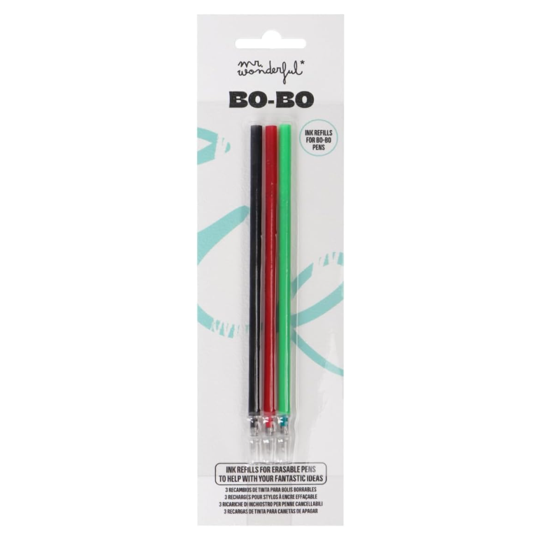 Recargas Mr. Wonderful p/ Canetas apagáveis Preto, Vermelho e Verde