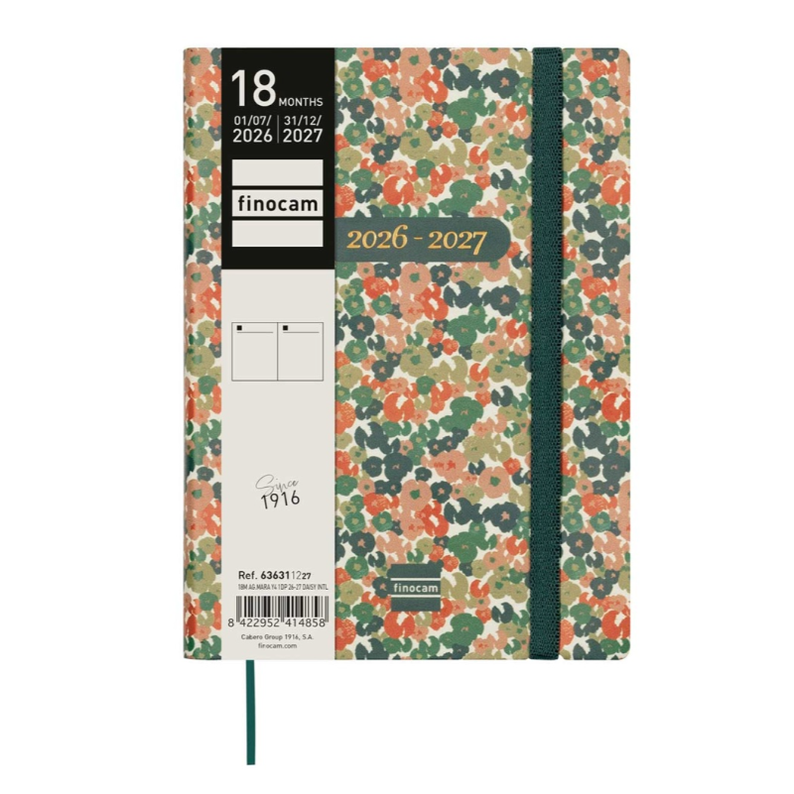Agenda diária 120x170mm 2026/27 18 meses Finocam Mara Daisy