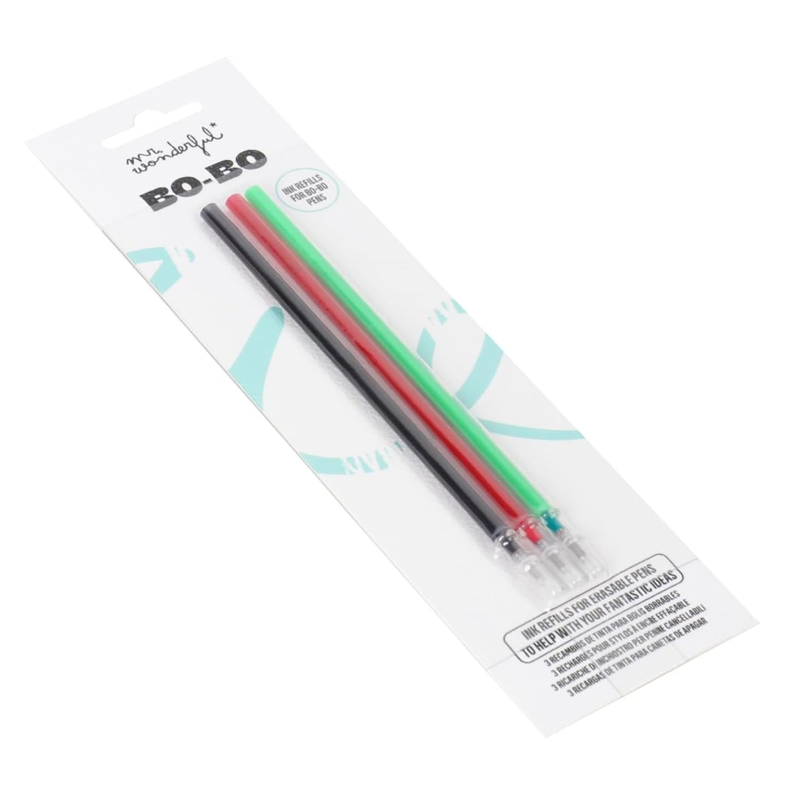 Recargas Mr. Wonderful p/ Canetas apagáveis Preto, Vermelho e Verde