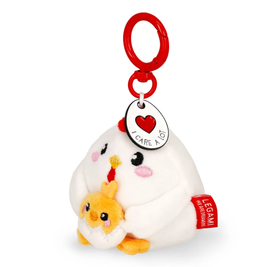 Porta-chaves de peluche galinha - Pequeno e super macio!