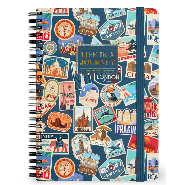 Caderno Legami A5 Espiral linhas - Travel Stickers
