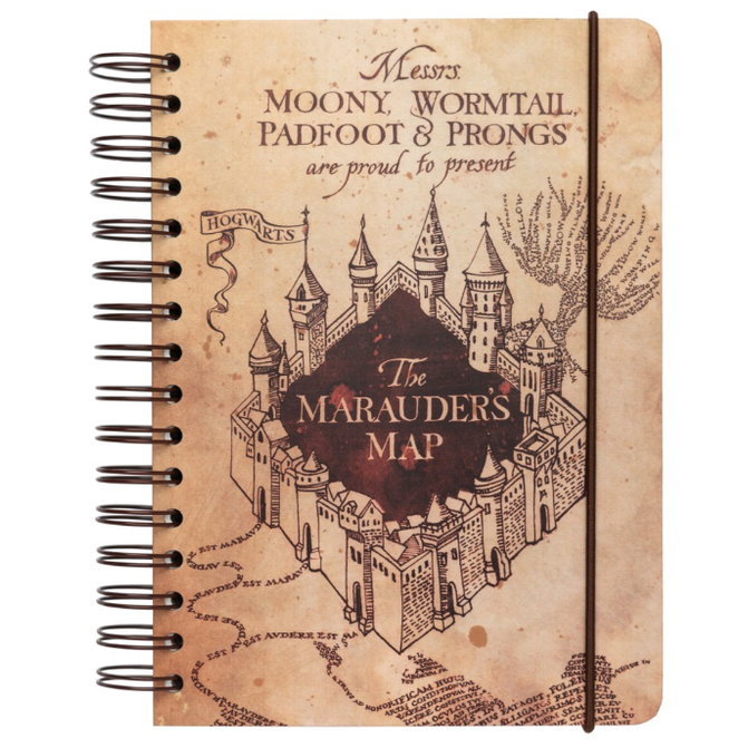 Caderno A5 Harry Potter capa dura marauders mapa