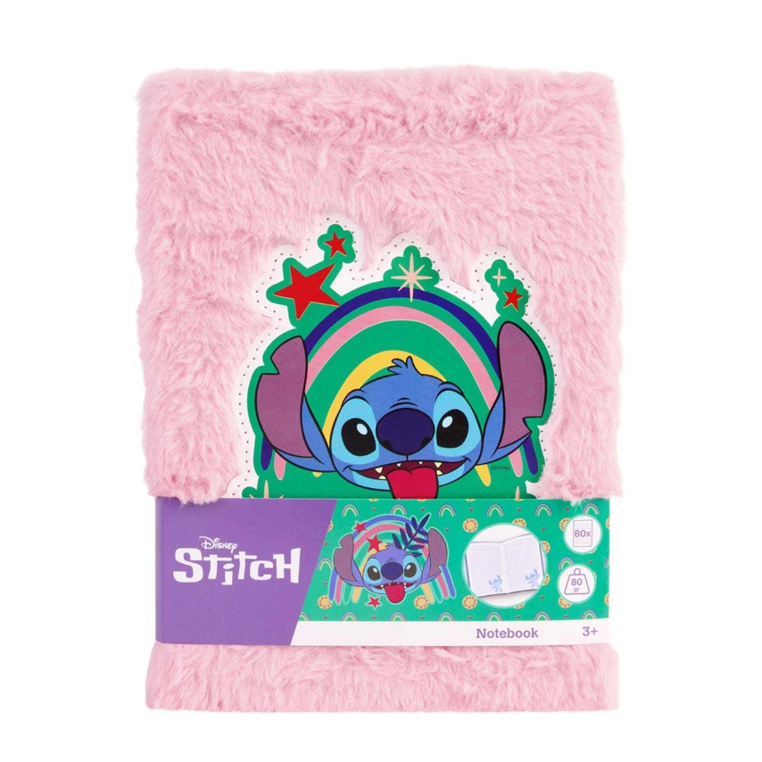 Bloco A5 stitch com pelo rosa
